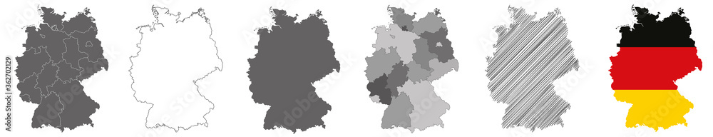 set of vector maps of Germany on white background	
