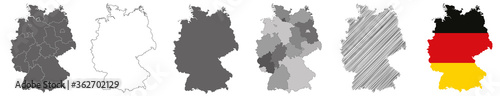set of vector maps of Germany on white background  