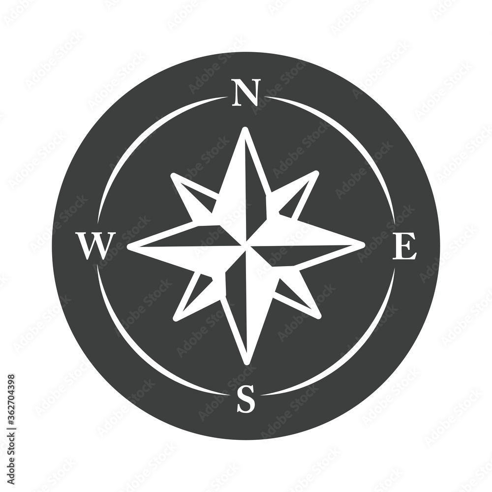 compass rose navigational aids cartography equipment silhouette design icon compass rose navigational aids cartography equipment silhouette design icon