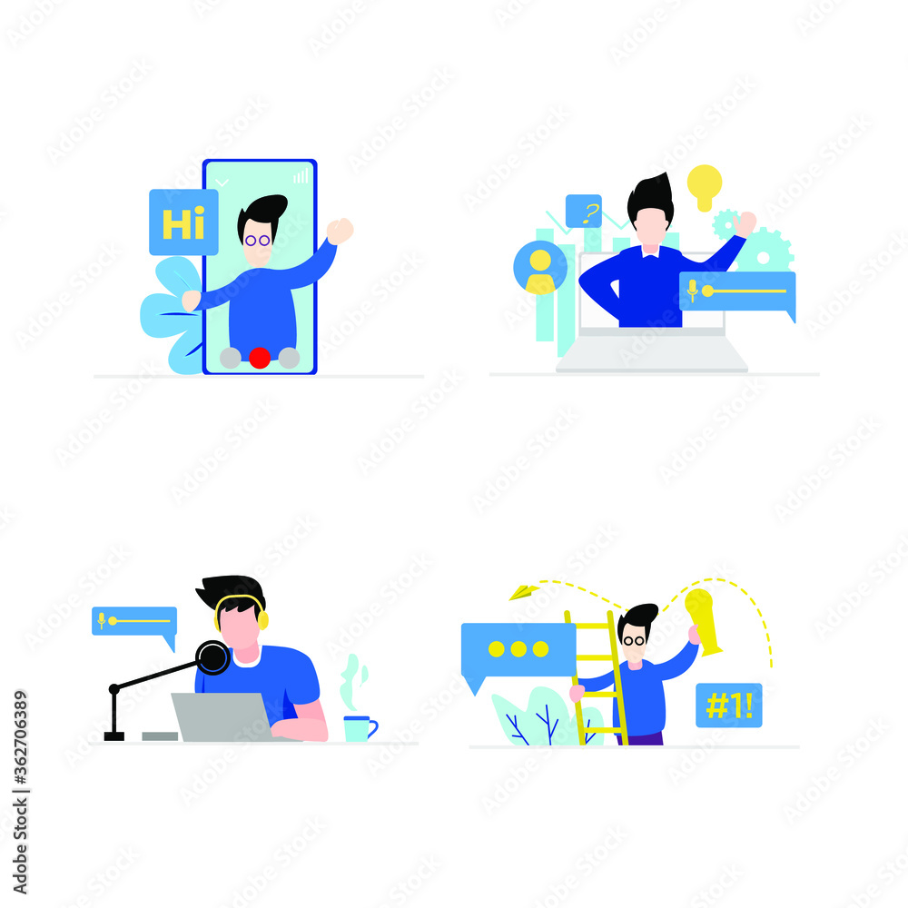 Flat Illustration of Man Work Flat Illustration of Man Work