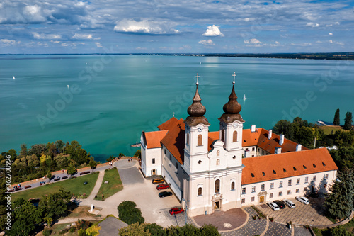 Old hungarian church top of the Tihany peninsula photo