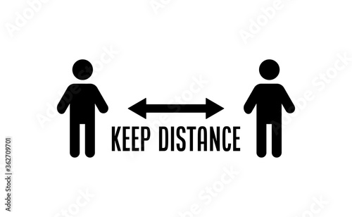 Keep your distance. Social preventive measure for coronavirus prevention. Warning sign with person icon.
