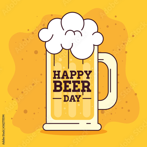 international beer day, august, mug beer vector illustration design