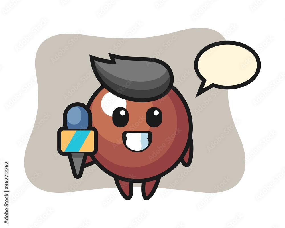 Chocolate ball cartoon as a news reporter Chocolate ball cartoon as a news reporter