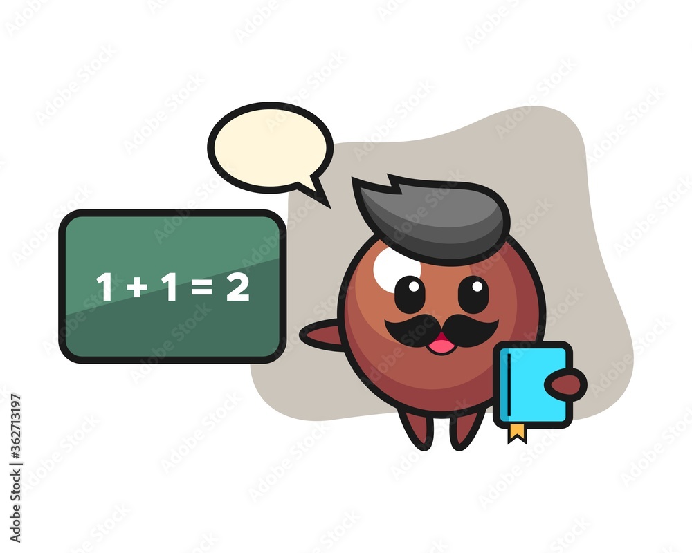 Chocolate ball cartoon as a teacher
