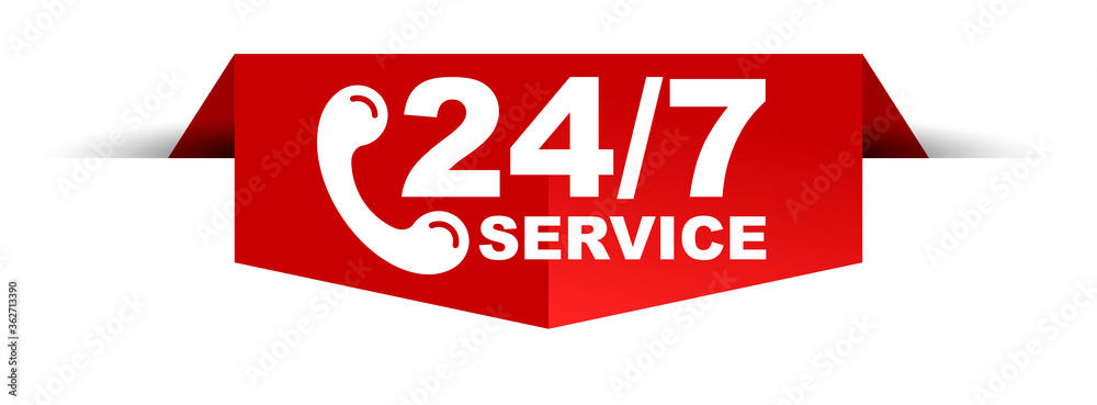 red vector illustration banner 24/7 service red vector illustration banner 24/7 service