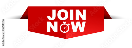 red vector illustration banner join now