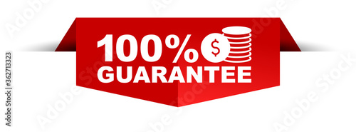 red vector illustration banner 100% guarantee