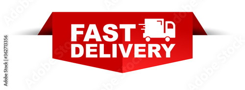 red vector illustration banner fast delivery