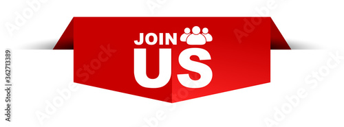 red vector illustration banner join us