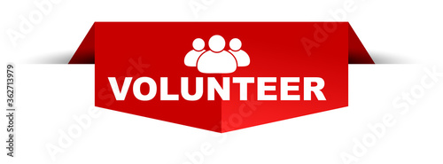 red vector illustration banner volunteer