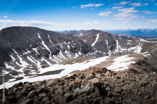 Landscape views of Colorado mountains from the summit of a peak.  © Rosemary