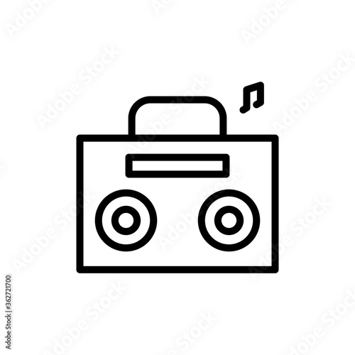 Boom box, note icon. Simple line, outline vector elements of flower children icons for ui and ux, website or mobile application