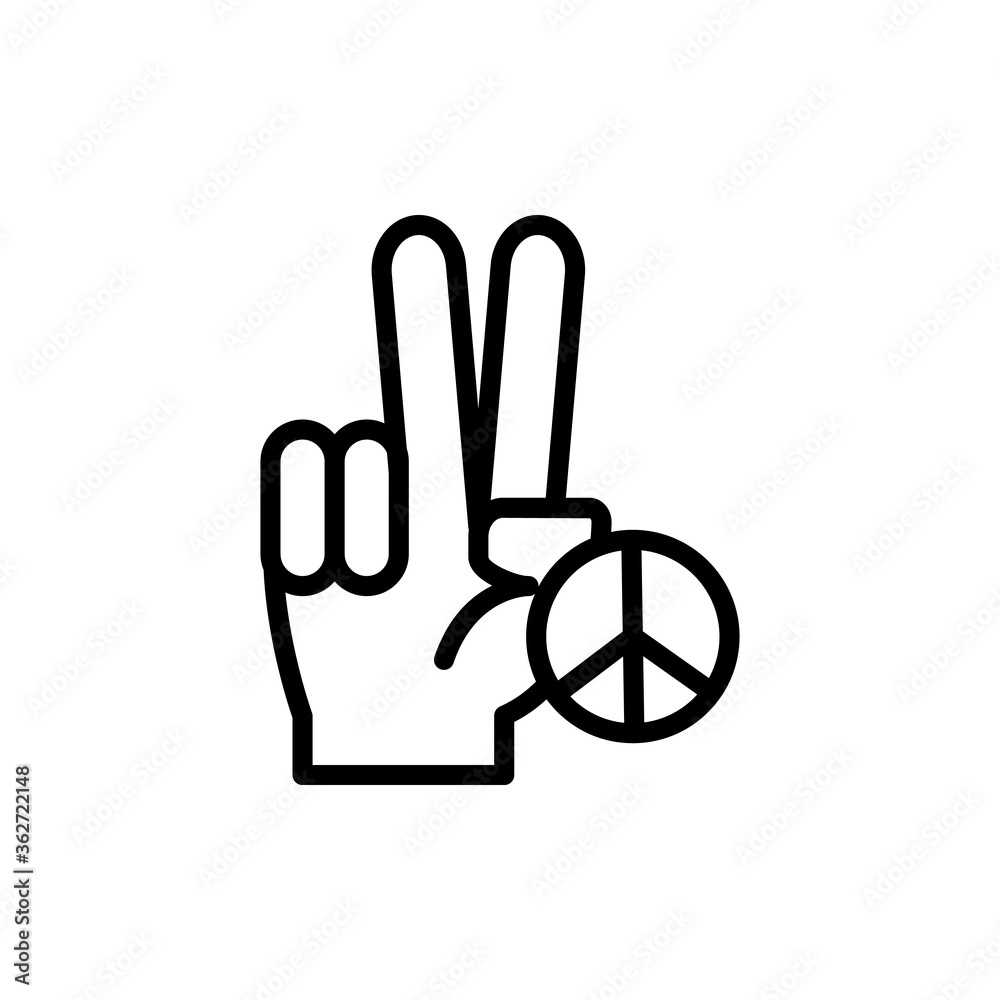 Hand, peace icon. Simple line, outline vector elements of flower children icons for ui and ux, website or mobile application Hand, peace icon. Simple line, outline vector elements of flower children icons for ui and ux, website or mobile application