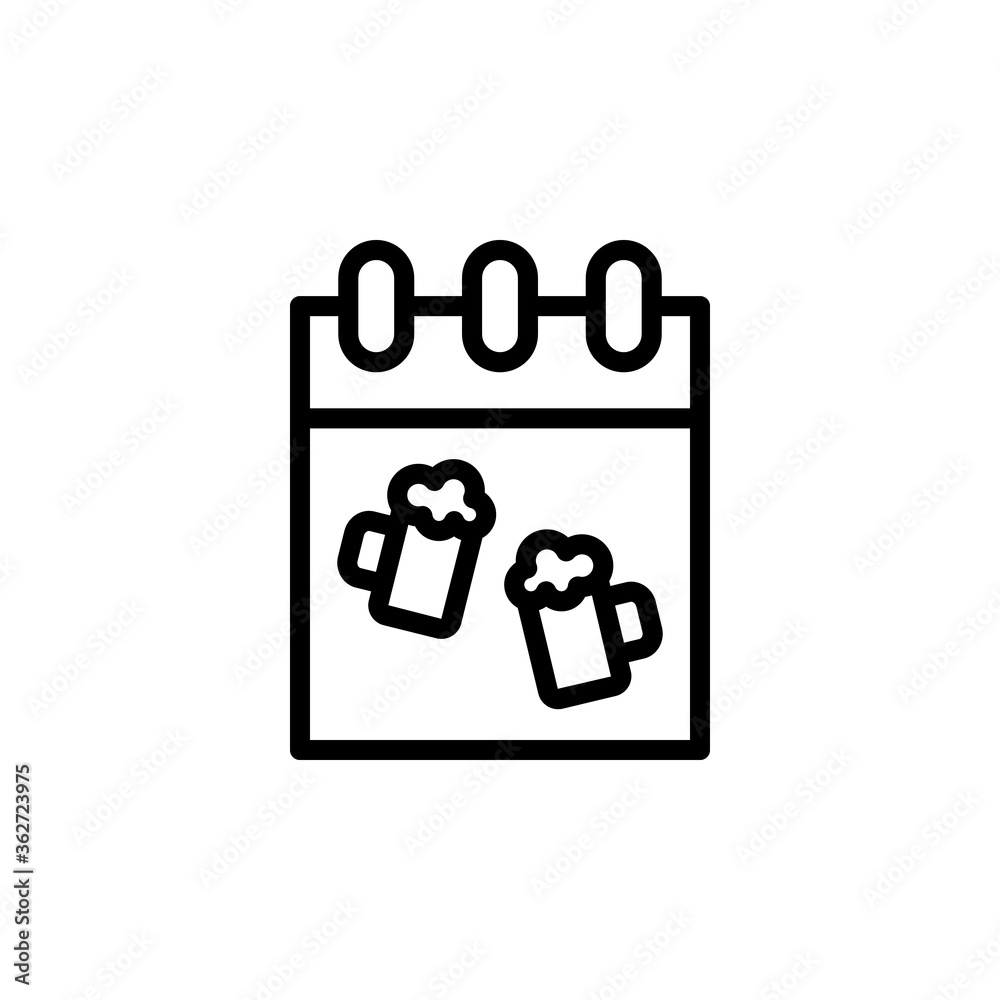 Beer day, calendar icon. Simple line, outline vector elements of international beer day icons for ui and ux, website or mobile application