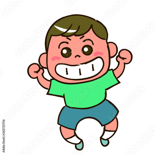 笑顔でジャンプする男の子①