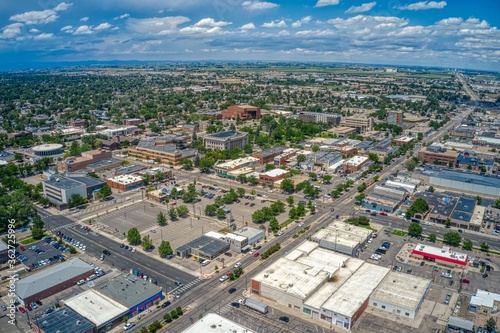 Fototapeta Naklejka Na Ścianę i Meble -  Aerial View of Greeley Colorado during Summer