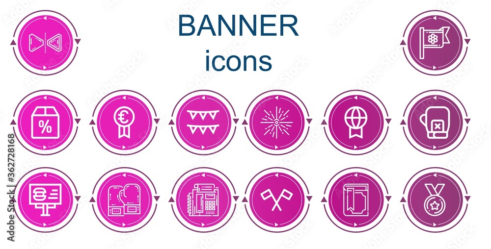 Editable 14 banner icons for web and mobile