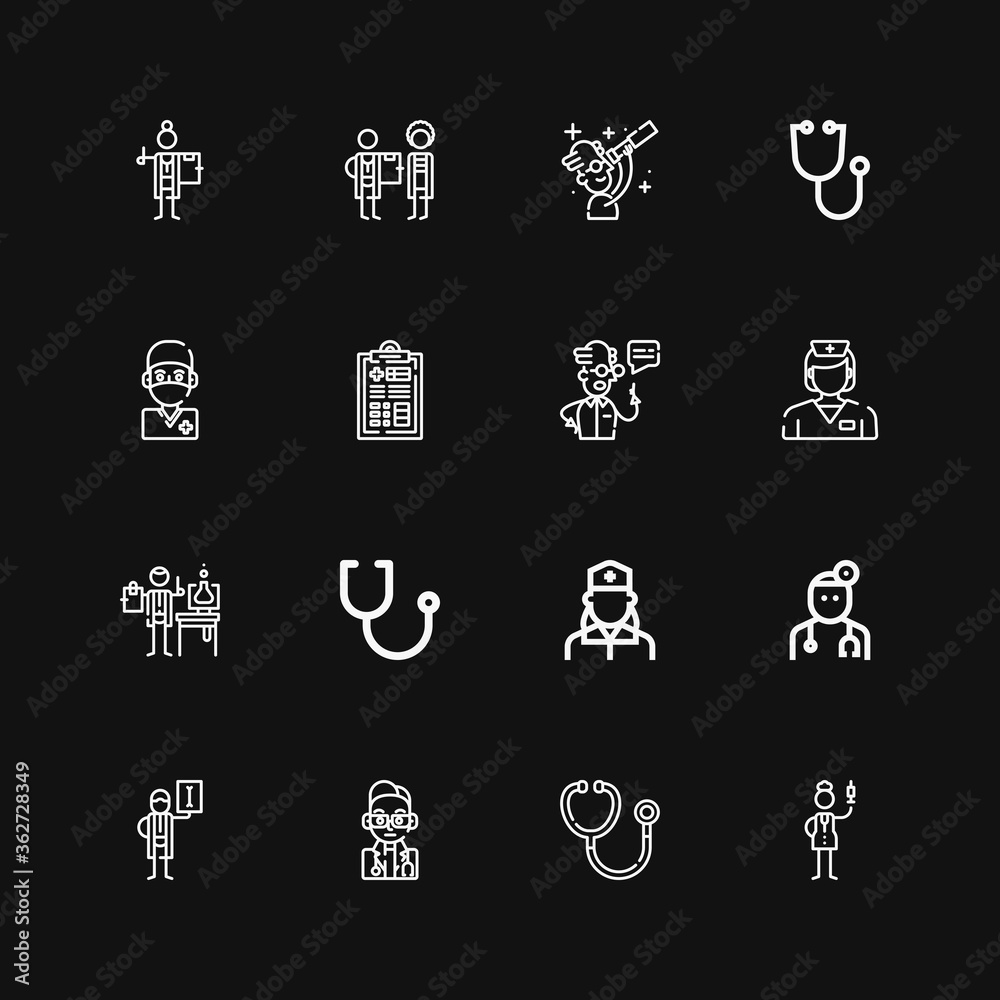 Editable 16 physician icons for web and mobile