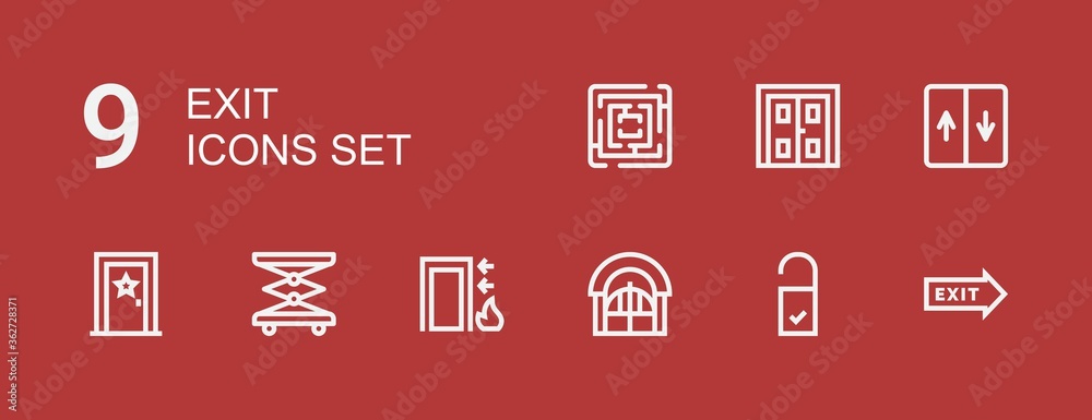 Editable 9 exit icons for web and mobile Editable 9 exit icons for web and mobile