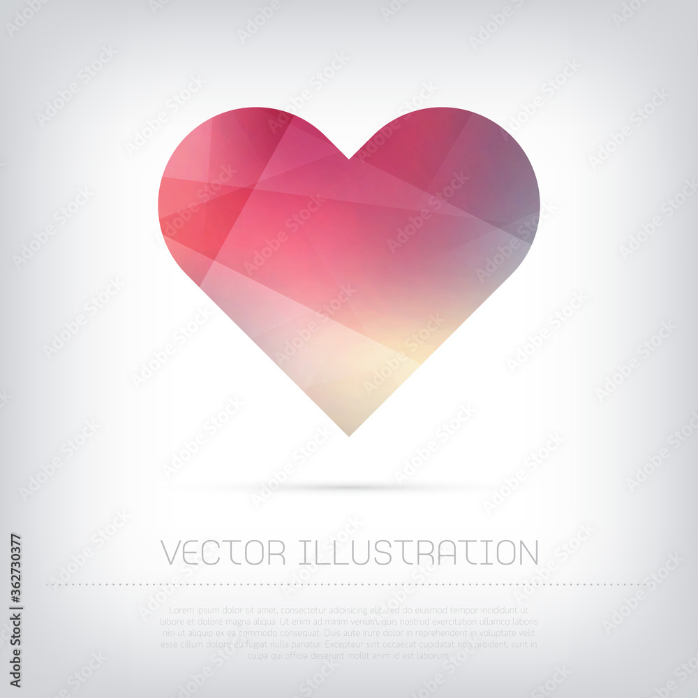 vector illustration of a red heart with geometric texture
