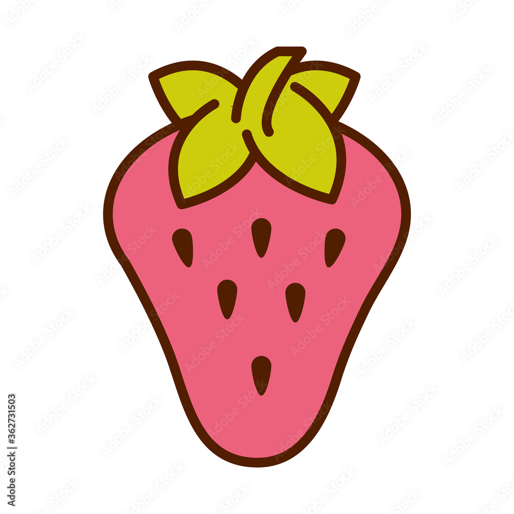 Fototapeta premium healthy food fresh fruit strawberry product line and fill style icon