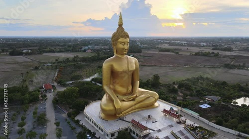 Buddhist Temple (Wat Muang), Thailand Aerial view