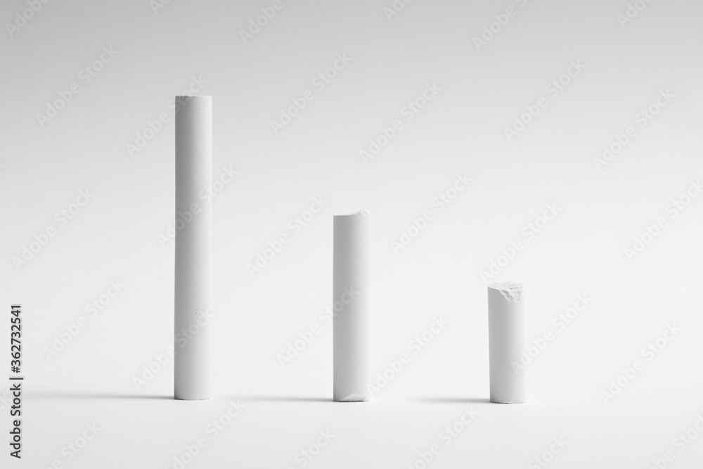 White chalk isolated on a white background White chalk isolated on a white background