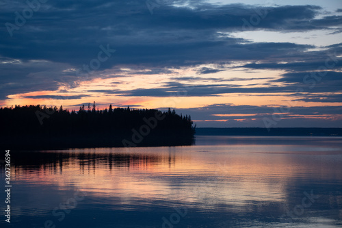 Beautiful Sunset overlooking a still lake 