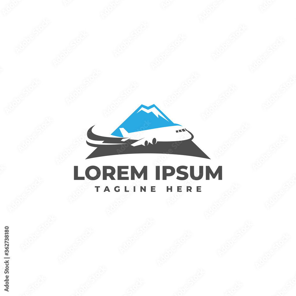Travel with Plane and Mountain Logo Vector Icon Illustration Travel with Plane and Mountain Logo Vector Icon Illustration