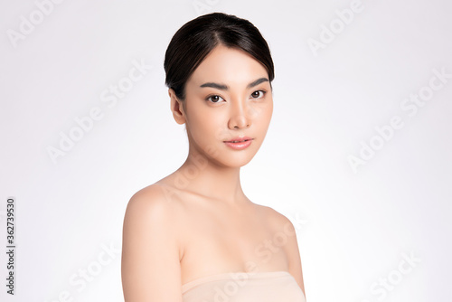asian Woman beauty face portrait isolated on white background, with healthy skin
