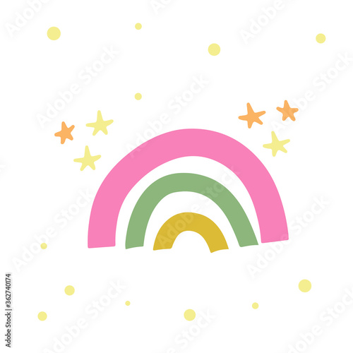 Abstract rainbow and stars vector illustration  