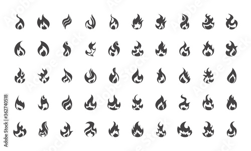 fire flame burning hot glow flat design icons set © Stockgiu