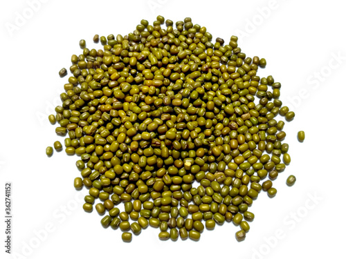 Green Mung Beans Also Know as Mung Dal, Vigna Radiata, Green Beans or Moong Dal isolated on White Background