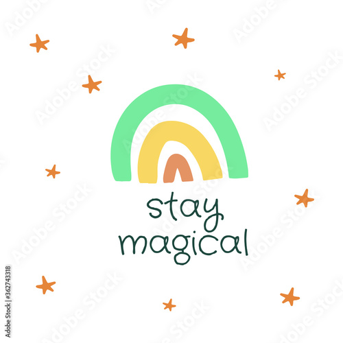 Magical abstract rainbow vector illustration background in scandinavian style 