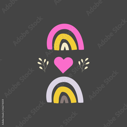 Abstract rainbow vector illustration background in scandinavian style 
