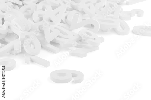 Bilde på lerret White random digit numbers heap background over white background, algebra, educa
