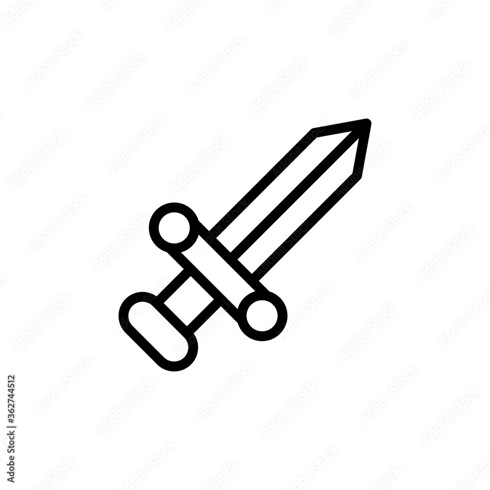 Sword icon. Simple line, outline vector elements of video game icons for ui and ux, website or mobile application Sword icon. Simple line, outline vector elements of video game icons for ui and ux, website or mobile application