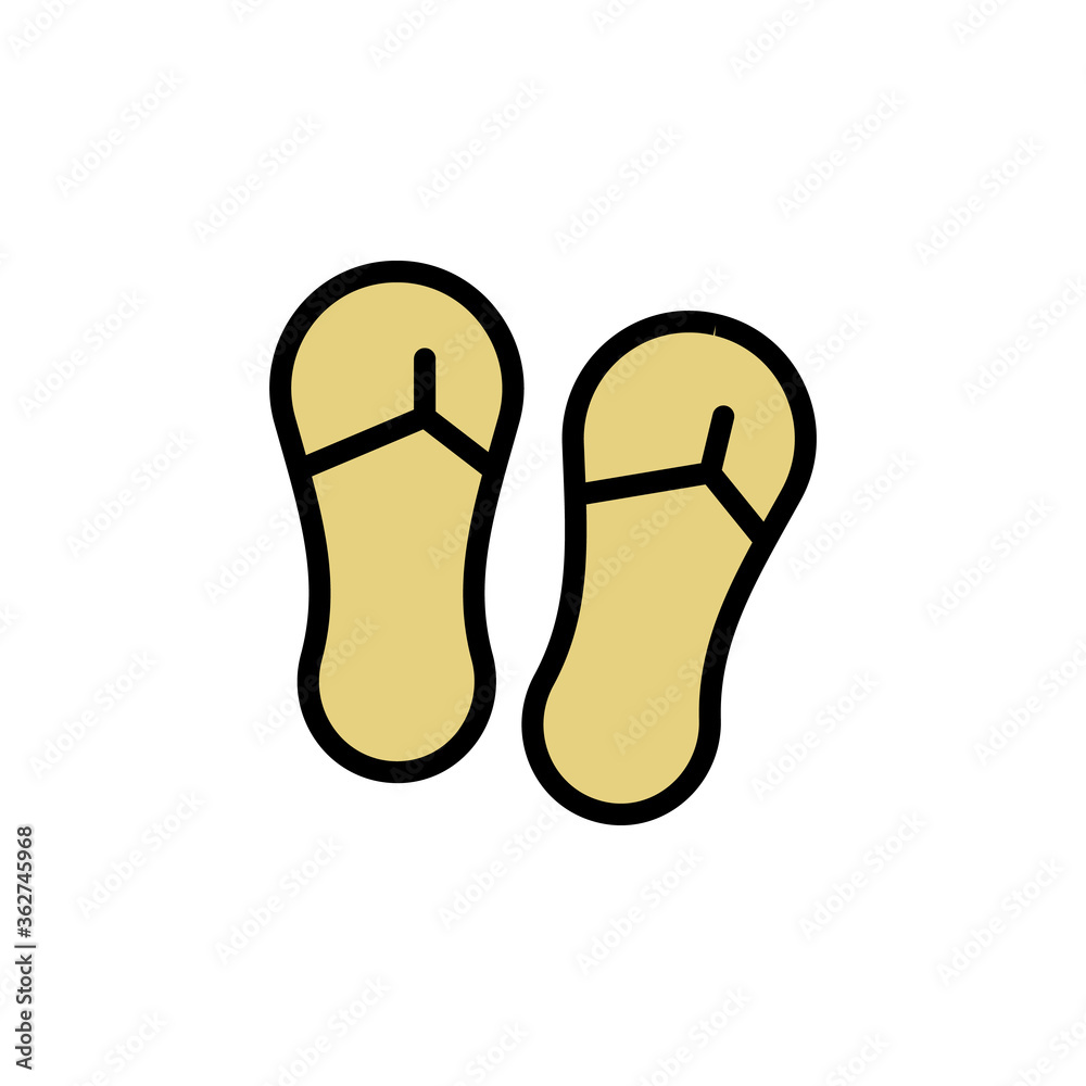 Flip flop, summer icon. Simple color with outline vector elements of vacation icons for ui and ux, website or mobile application on white background Flip flop, summer icon. Simple color with outline vector elements of vacation icons for ui and ux, website or mobile application on white background