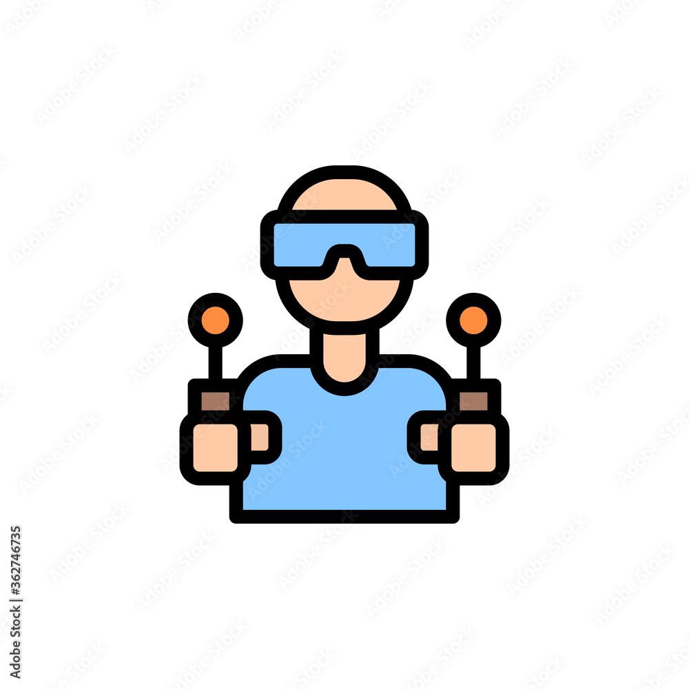 Gamer icon. Simple color with outline vector elements of video game icons for ui and ux, website or mobile application