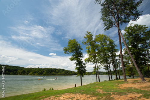 Mammoth Cave, KY / United States - August 31 2019: Nolin Lake State Park campground view