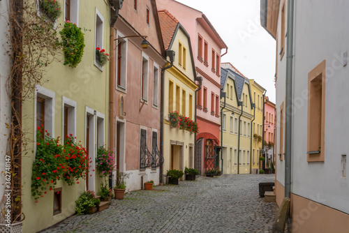 Colorful street in Olomouc, Czech Republic