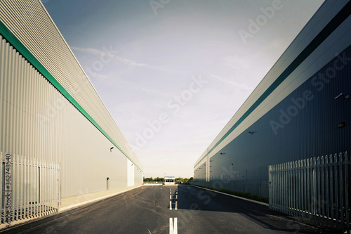 Road between two warehouses