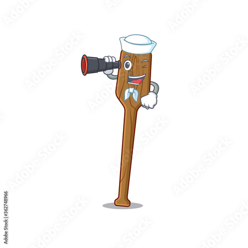A cartoon picture of oars Sailor using binocular