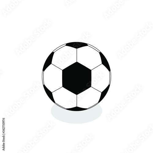 Leather black and white soccer ball. Sports equipment. Cartoon sticker in comics style with contour. Decoration for greeting cards  posters  patches  prints for clothes 