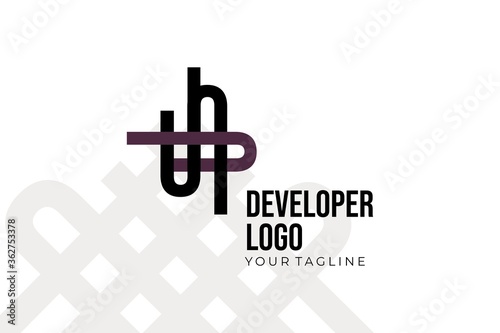 Isolated Abstract black and purple Developer Logo Template