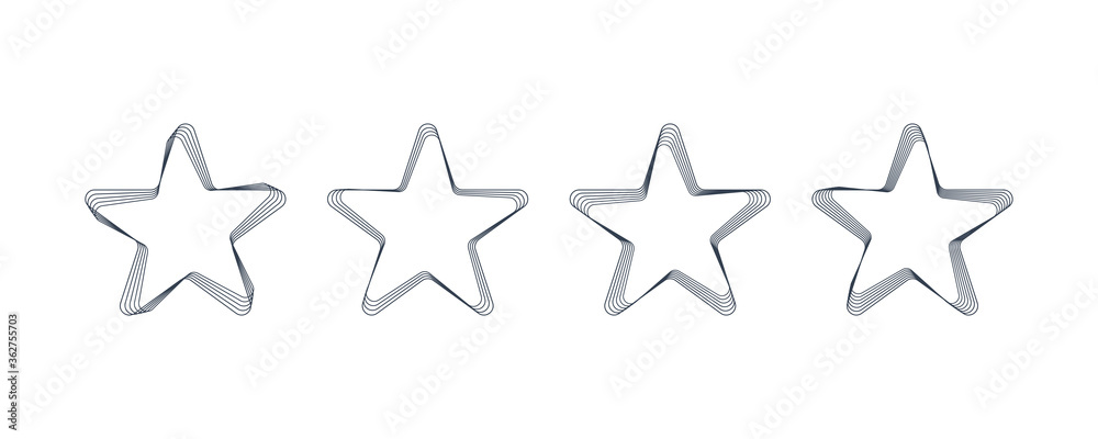 Set of Star Rounded Shapes. Hand Drawn Geometric Stars in Lines Style isolated on White Background. Flat Vector Decorative Design Template Elements. Set of Star Rounded Shapes. Hand Drawn Geometric Stars in Lines Style isolated on White Background. Flat Vector Decorative Design Template Elements.