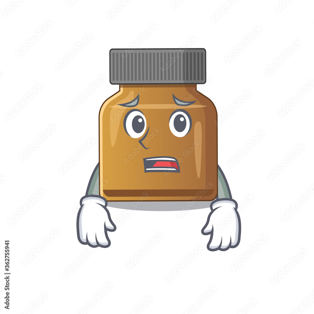 Cartoon design style of bottle vitamin b having worried face