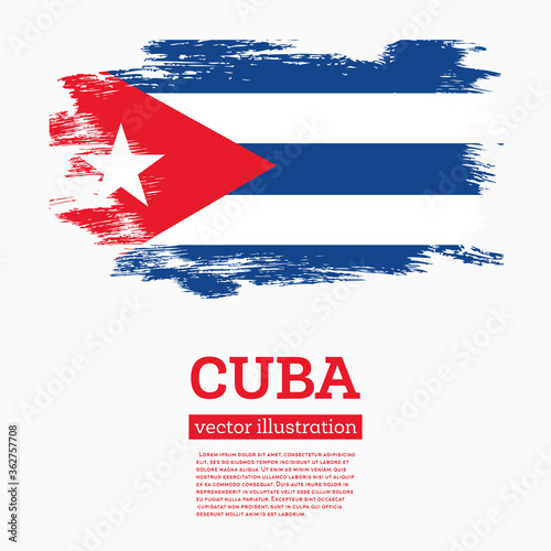 Cuban Flag with Grunge Brush Strokes. Flag of Cuba Country.