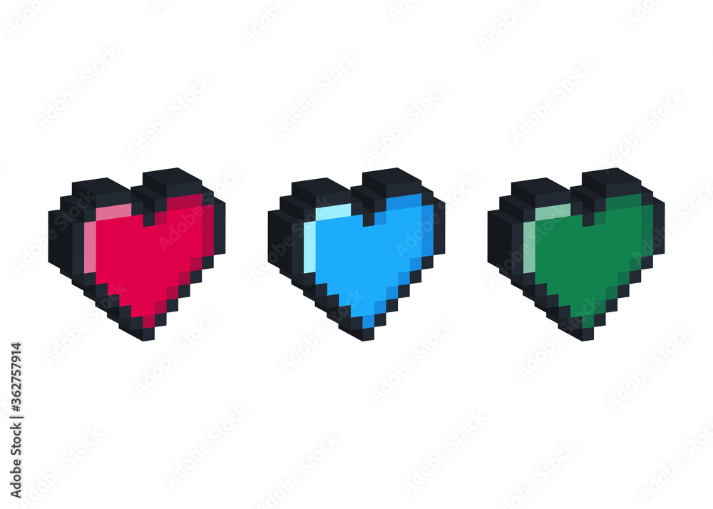 3D MULTICOLOR LOGO/SIGN - Interlocking Pixel Hearts